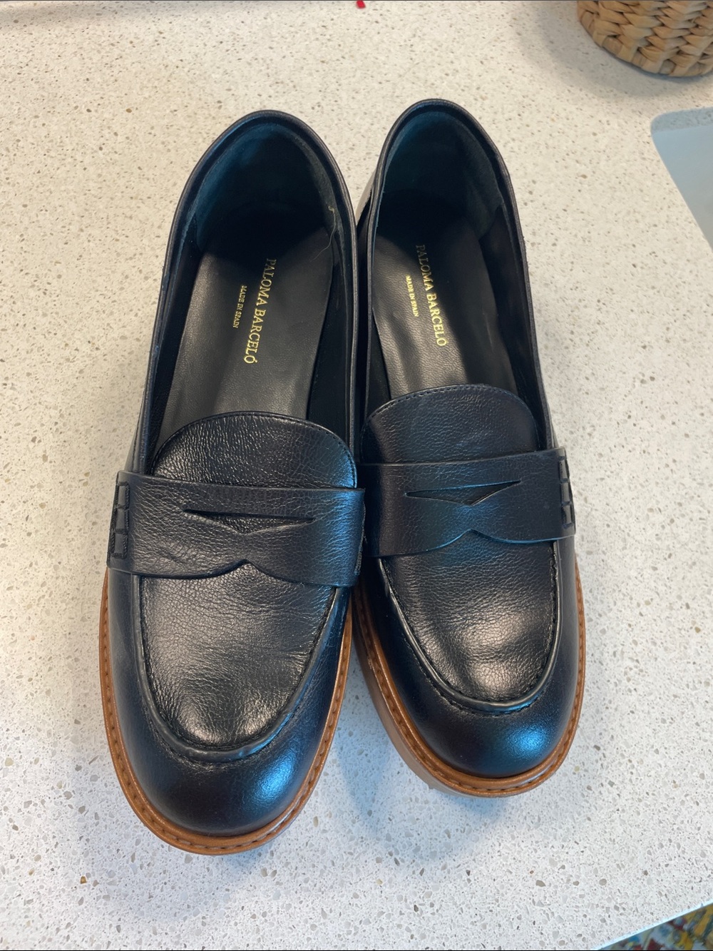 Free People Salvatore Ferragamo Black Leather Loafers with Brown Welt